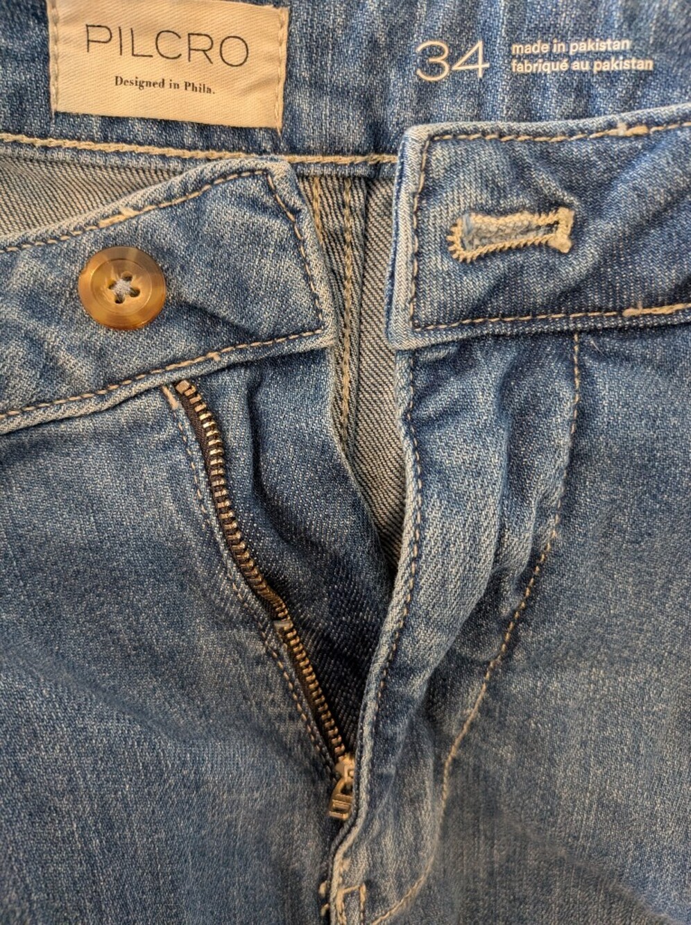Anthropologie Pilcro Tower Flare Mid-Rise Jeans Denim Blue Wide Leg Size 34 - Picture 12 of 13